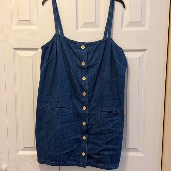 J.Crew Chambray Button Front Mini Dress Size XL 100% Cotton - Picture 2 of 9